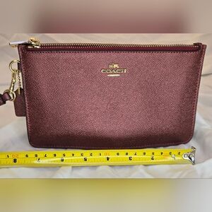 Coach Burgundy Leather Wristlet